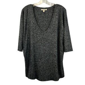 Express Womens Oversized Sweater Lightweight 3/4 Sleeve Black/Gray M Soft